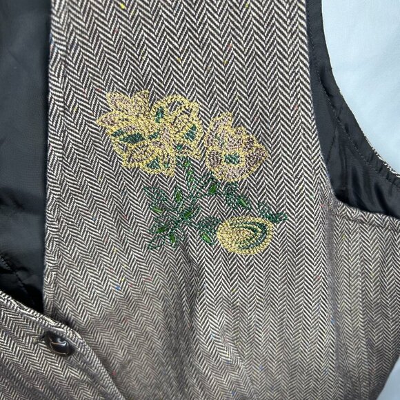 New York & Company Vintage Tweed Vest w/ Floral Embroidery | Size 14 | Y2K | - Picture 6 of 7